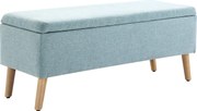 HOMCOM Tároló Pad, Vászonhatású Kárpitozással, Ágy Pad Fából Készült Lábakkal, Tárolódoboz Nappalira, Hálószobába, Előszobába 110 x 39 x 45 cm, Világo