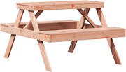 vidaXL tömör duglászfenyő piknik asztal 105 x 134 x 75 cm