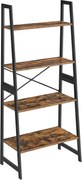 Könyvespolc 4 szintes 63x34x137 cm, rusztikus barna és fekete színben,