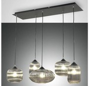 Fabas Luce 3627-48-126 - Csillár zsinóron GILLIS 5xE27/40W/230V szürke/fekete