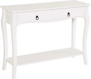 HOMCOM Konzol Asztal - Elegáns Tányér és Konyhai Asztal Fiókokkal és Polccal - 100x33x75 cm Fehér Fényes Fa | Aosom