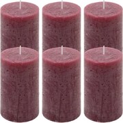 Rusztikus gyertya készlet 11,5 cm Ø 6,8 cm  6 db bordó