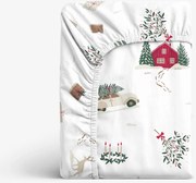 Goldea karácsonyi pamut gumis lepedő - tradicionális karácsonyi 80 x 200 cm