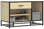 cipőpad Sonoma tölgy 80x40x53,5 cm Gépelt fa és fém