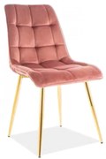Chic étkezőszék bársony arany rózsaszín