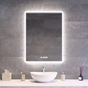 Álló fürdőszobai LED tükör 60x80cm | Páramentesítő funkció - Óra - Fényerő és színhőmérséklet szabályozás | Welland Luxury-Line G771