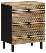 fekete tömör mangófa éjjeliszekrény 50 x 33 x 62 cm