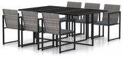7 részes szürke polyrattan kültéri étkezőgarnitúra párnákkal