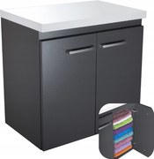 Fürdőszobaszekrény Mosdó Akasztható Asztallappal Szürke Mat Ajtó 60 x 40 cm