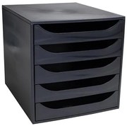 Irattároló, műanyag, 5 fiókos, EXACOMPTA Ecobox ExoBlack, fekete (EX229014D)