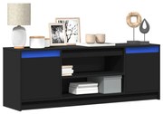 fekete szerelt fa TV-szekrény LED-ekkel 139,5 x 34 x 50 cm