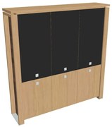 Verno+ magas szekrény 200 x 46 x 210 cm, kombinált ajtó, világos tölgy / fekete