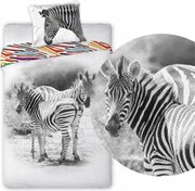 Pamut ágyneműhuzat 140x200 70x90 Zebra Fekete-Fehér Állatos motívum