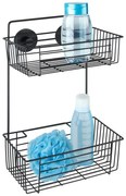 Vacuum-Loc® Pavia fekete fali kétszintes fürdőszobai polc - Wenko