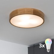 Brilagi - LED RGBW Dimmelhető mennyezeti lámpa CARVALHO 3xE27/9W/230V Wi-Fi tölgy átm. 47,5