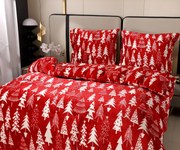 Mikroplüss ágyneműhuzat CHRISTMAS TREES piros Ágyneműhuzat mérete: 2 db 70 x 90 cm | 200 x 220 cm