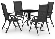 5 részes fekete alumínium és textilén kerti étkezőgarnitúra