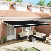 Manuális Behúzható Napellenző Fekete 500x300 cm