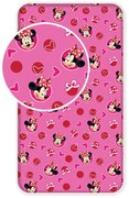 Rózsaszín gumis pamut gyerek lepedő 90x200 cm Minnie "Hearts" – Jerry Fabrics