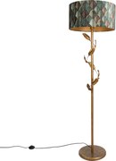 Arany színű állólámpa levélmintás lámpabúrával és arany belsővel 50 cm - Linden