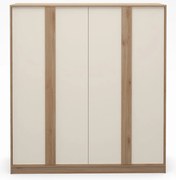 Krémszínű-natúr színű ruhásszekrény tölgyfa dekorral 180x197,5x53 cm Dennis – Marckeric