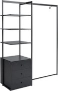 Ruhaállvány polccal ARDEO 150x180 cm, fekete