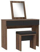 JUNO sminkasztal + ülőke 45x29,6 cm barna/fekete