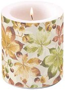Őszi levél mintás átvilágítós gyertya 10x10 cm Castanea