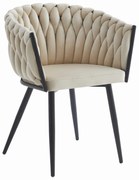 Bézs ORION VELVET étkezőszék fekete lábakkal