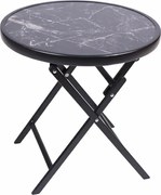 Kerti bisztróasztal összecsukható Ø 45 cm márvány fekete