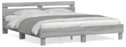szürke sonoma színű szerelt fa ágykeret fejtámlával 200x200 cm