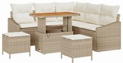 vidaXL Kerti Kanapé Szett párnával tárolóval 8 pcs Bézs Poli rattan