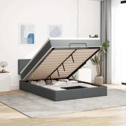 Ottomán ágy matraccal &amp; LED-ek Sötétszürke 140x200 cm anyagból