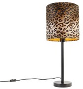 Modern asztali lámpa fekete leopárd árnyékolóval 25 cm - Simplo