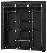 Textil gardrób polcokkal és ruhatartó rúddal MATIS 150x175 cm fekete