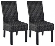 2 db fekete Kubu rattan és mahagóni fa étkezőszék