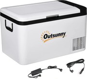 Outsunny Hordozható Elektromos Hűtő 25L 12/24V -20℃-ig Kompresszoros Hűtő és Fagyasztó Autóhoz LED Fénnyel és Összecsukható Fogantyúkkal 58.5x33.5x35.
