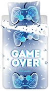 Fehér-kék egyszemélyes pamut gyerek ágyneműhuzat 140x200 cm Game over – Jerry Fabrics
