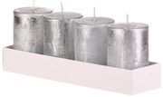 Adventi gyertya készlet ezüst, 4 db, paraffin, 8, 8 cm