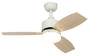 Kültéri mennyezeti ventilátor fehér fa hatású lapátokkal 91,3 cm dimmelhető LED-del távirányítóval IP44 - Toledo