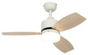 Kültéri mennyezeti ventilátor fehér fa mintával 91,3 cm LED-del, fényerőszabályzóval, távirányítóval IP44 - Toledo