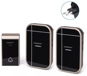 Vezeték nélküli digitális ajtócsengő dupla vevő egységgel fekete és arany színű