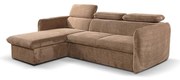 Bejárható sarokkanapé L-alakban, tárolóval, BEJA bézs, balos
