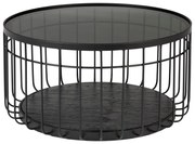 Lance fekete tárolóasztal üveg asztallappal, ø 60 cm - White Label