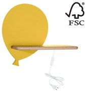 Candellux LED Gyerek fali lámpa polccal BALLOON LED/4W/230V sárga/fa CA0765