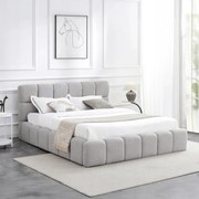 Szürke Bouclé Franciaágy Ágyneműtartóval. 160x200 MURACJA