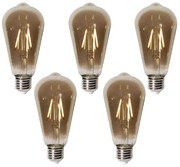 5 db E27 dimbare LED lamp ST64 smoke 2W 200 lm 2700K