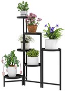 Virágállvány, 6 szintes, fém, 80 cm magas, fekete