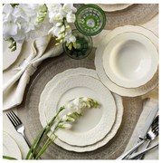 24 darabos porcelán étkészlet, fehér/arany