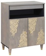 Széf polcokkal Szürke és Arany 60 x 33.5 x 75 cm Tömör mangófa